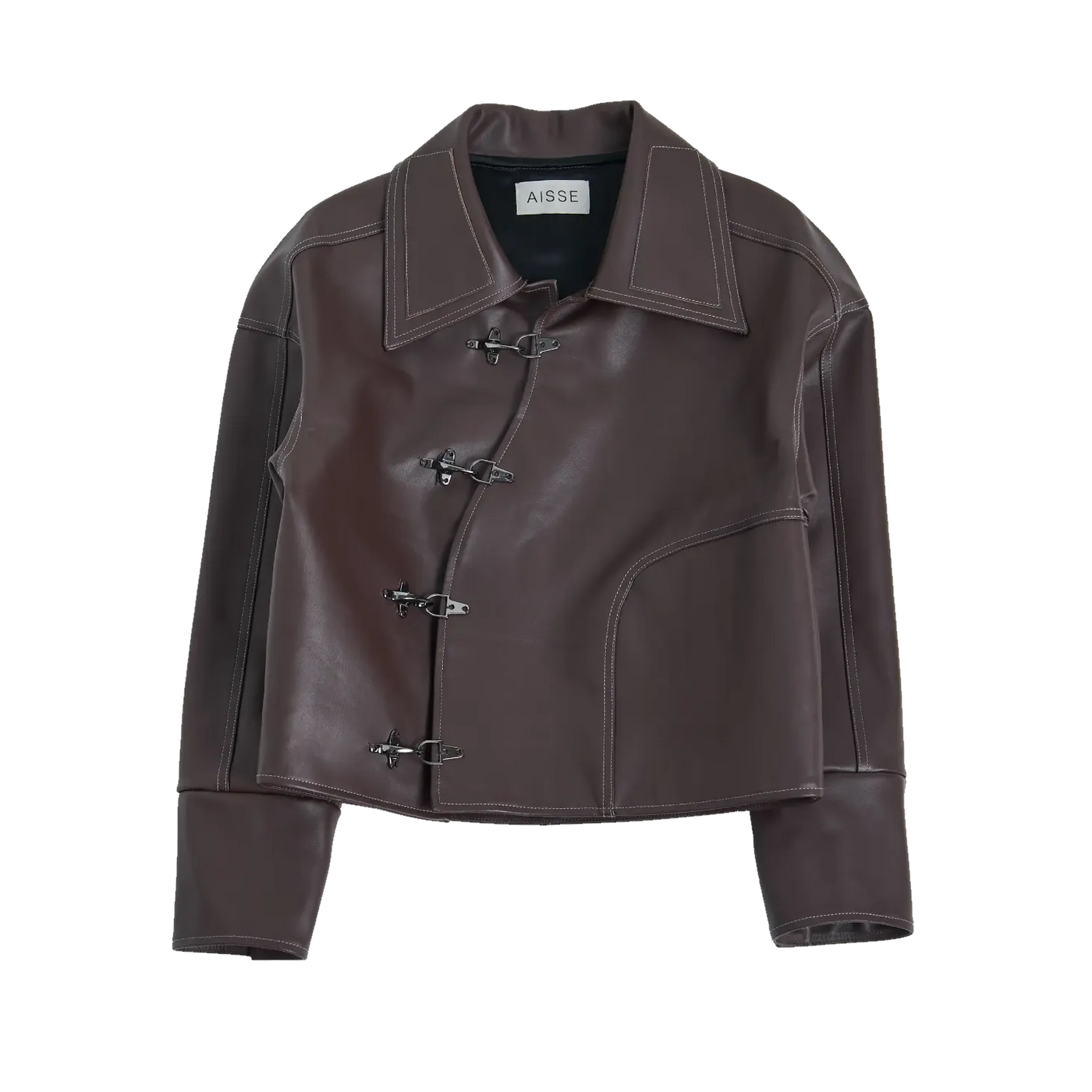 ASYMMETRIC CLASP LEATHER JACKET