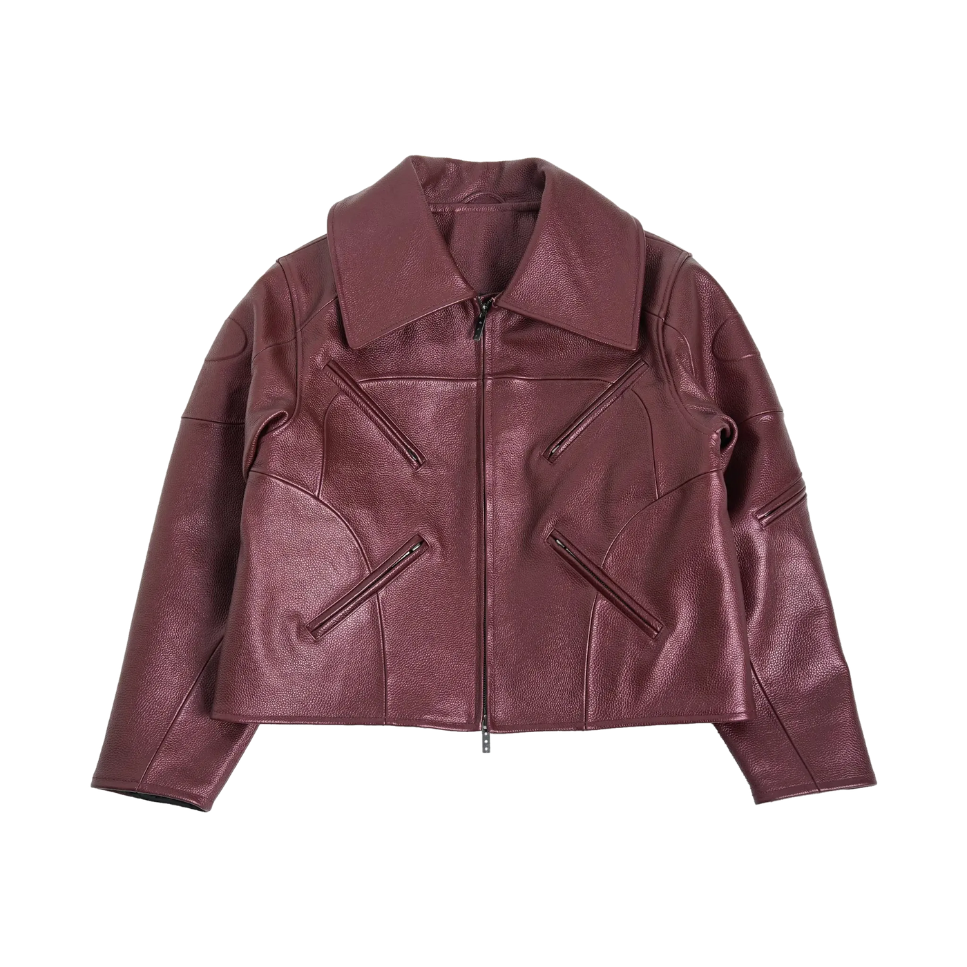 GRAINED CROSS ZIP LEATHER JACKET